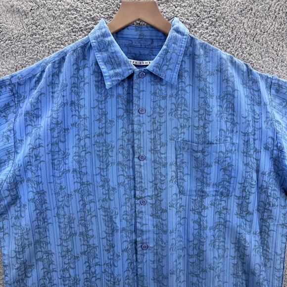 Linea Dome Men's Blue Button-Up Short Sleeve Shirt XXL Floral Casual Vintage - Picture 2 of 10